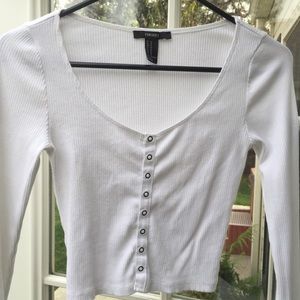 White Long Sleeve Crop Top